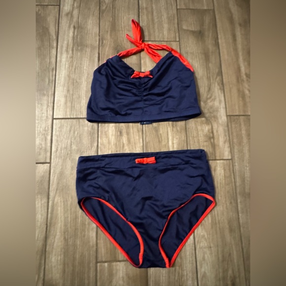 ASOS Curve Navy and Red Halter high waisted Bikini Set size 20 plus - Picture 1 of 2